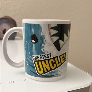 NWT Greatest Uncle Shark Mug - Blue and White